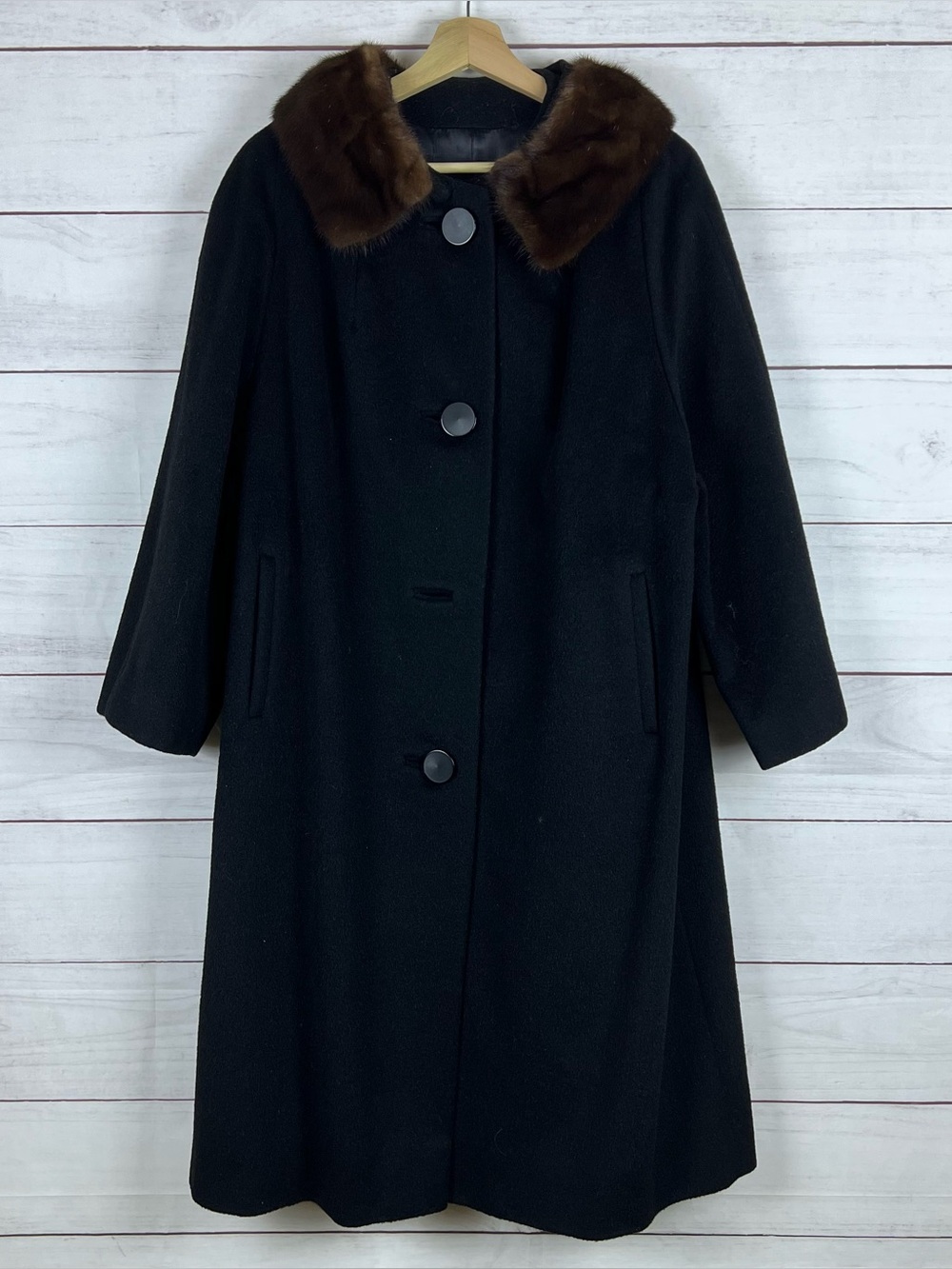 Vintage Wool Forstmann Black Women’s Coat Fur Winter Coat XL Missing Button